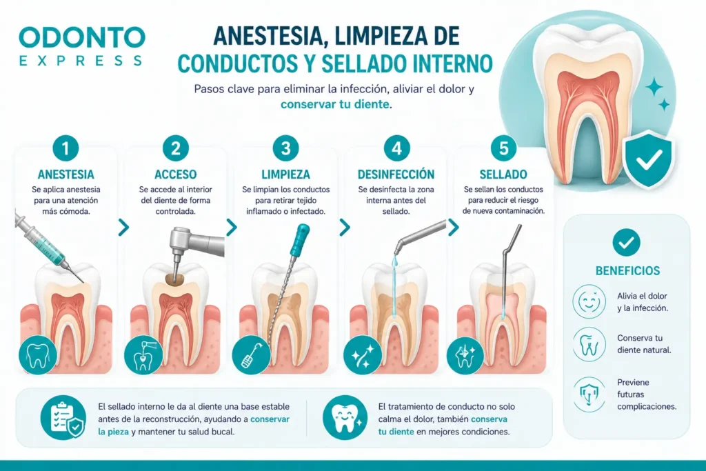 Anestesia, limpieza de conductos y sellado interno​ - tratamiento del nervio dental