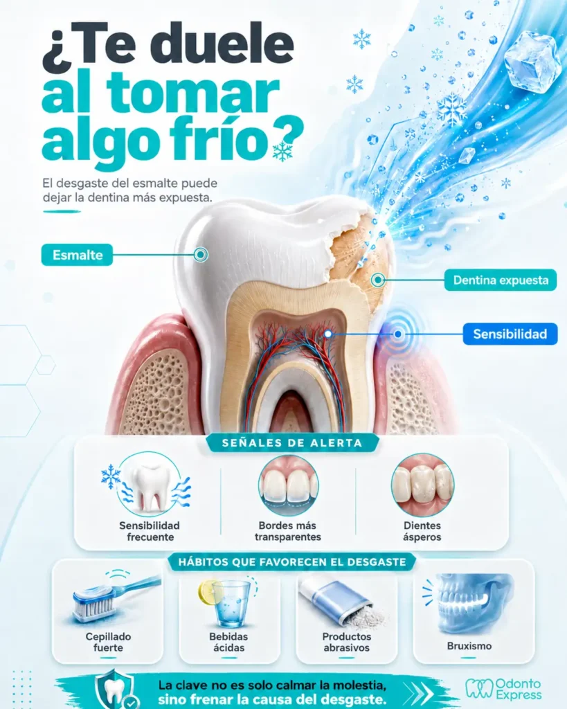 Desgaste del esmalte y dentina expuesta​ - tratamiento para dientes sensibles al frío