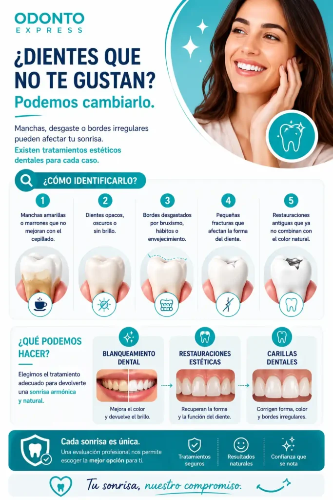 Dientes manchados, desgastados o con bordes irregulares