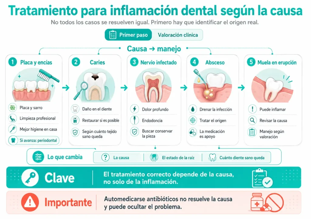 Tratamiento para inflamación dental según la causa​