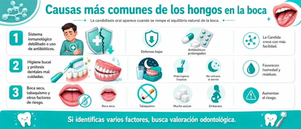 Causas mas comunes de los hongos en la boca