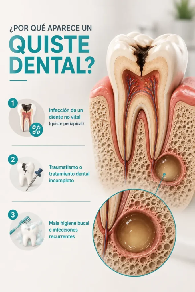 Por que aparece un quiste dental Causas mas comunes