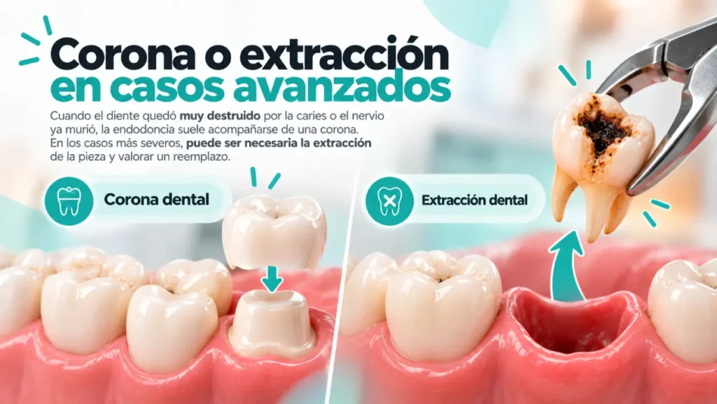 Corona o extraccion en casos avanzados