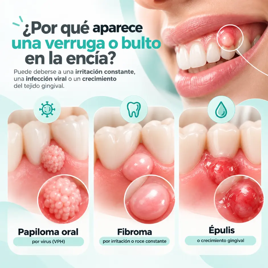 Por que aparece una verruga o bulto en la encia