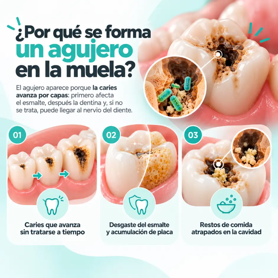 Por que se forma un agujero en la muela