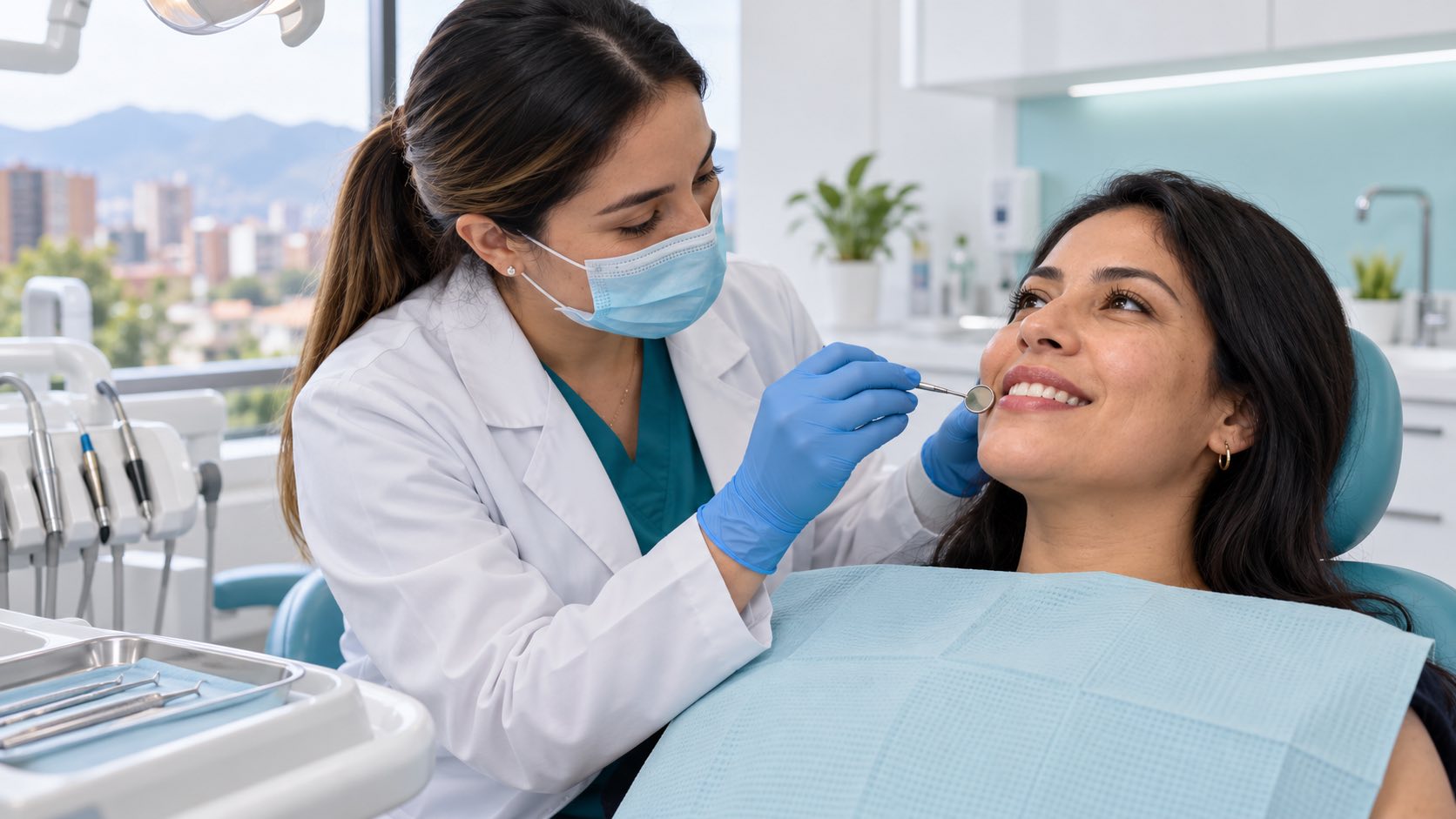 Exploración odontológica para valorar una encía morada